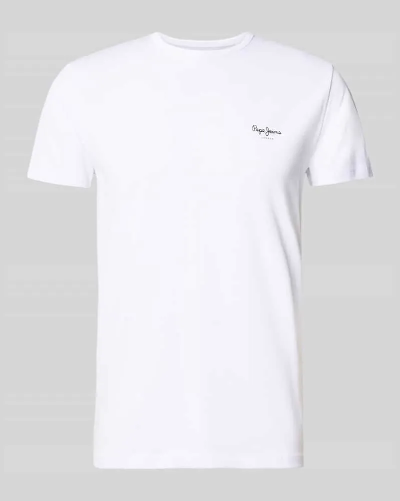 Pepe Jeans Slim Fit T-Shirt aus Baumwoll-Mix Modell 'ORIGINAL BASIC 3 Weiss