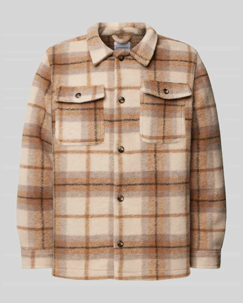 Lindbergh Regular Fit Hemdjacke mit Brusttaschen Sand