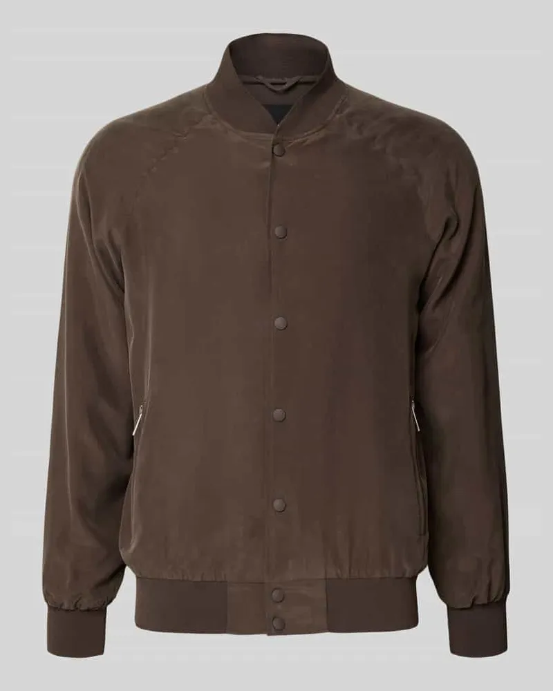 Bugatti Blouson aus Seide mit Reißverschlusstaschen Mittelbraun