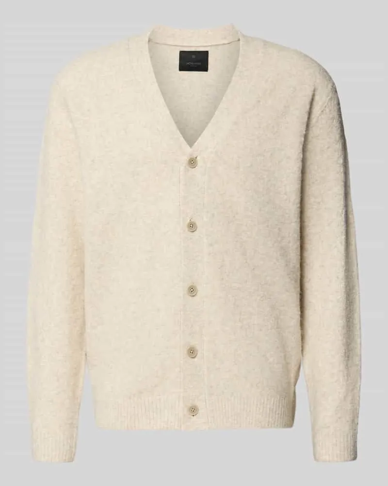 Jack & Jones Strickjacke mit Knopfleiste Modell 'BLASIMON Beige