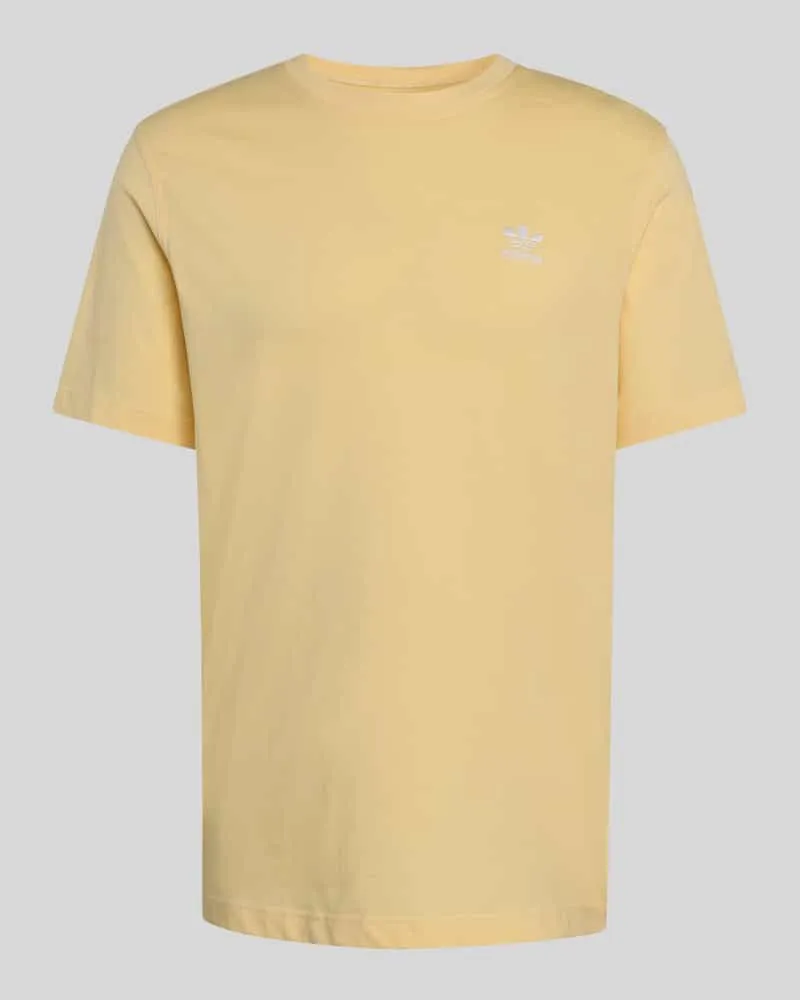 adidas Regular Fit T-Shirt aus reiner Baumwolle mit Logo-Stitching Hellgelb