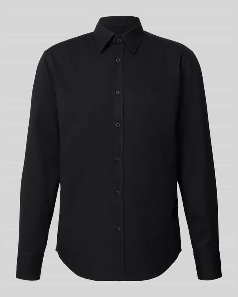 HUGO BOSS Regular Fit Freizeithemd aus Baumwoll-Mix Modell 'RELEGANT_2_M Black