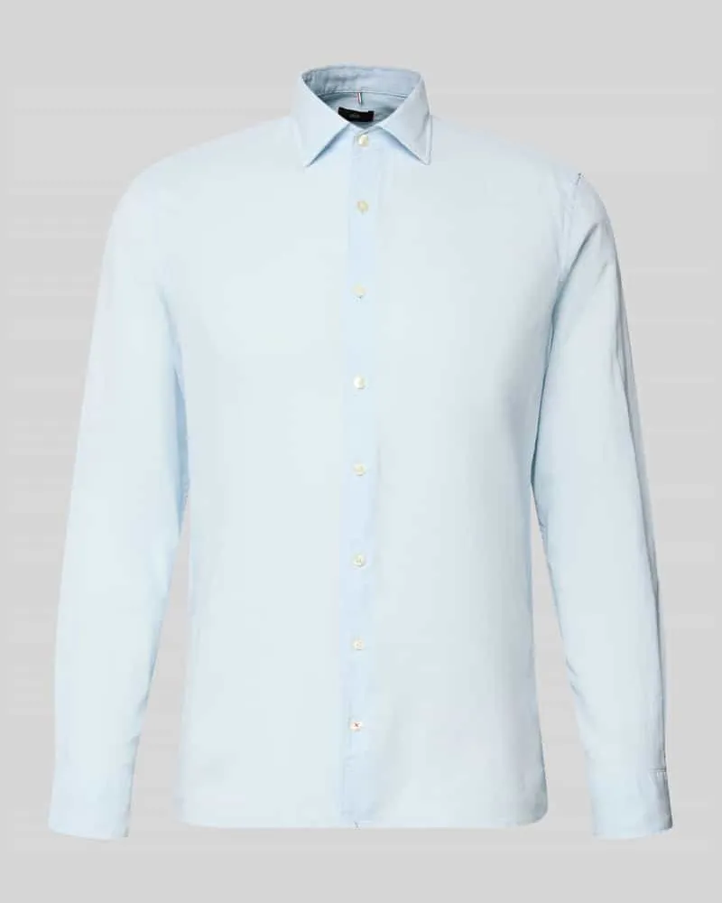 cinque Slim Fit Freizeithemd aus Leinen-Mix Modell 'Steven Hellblau
