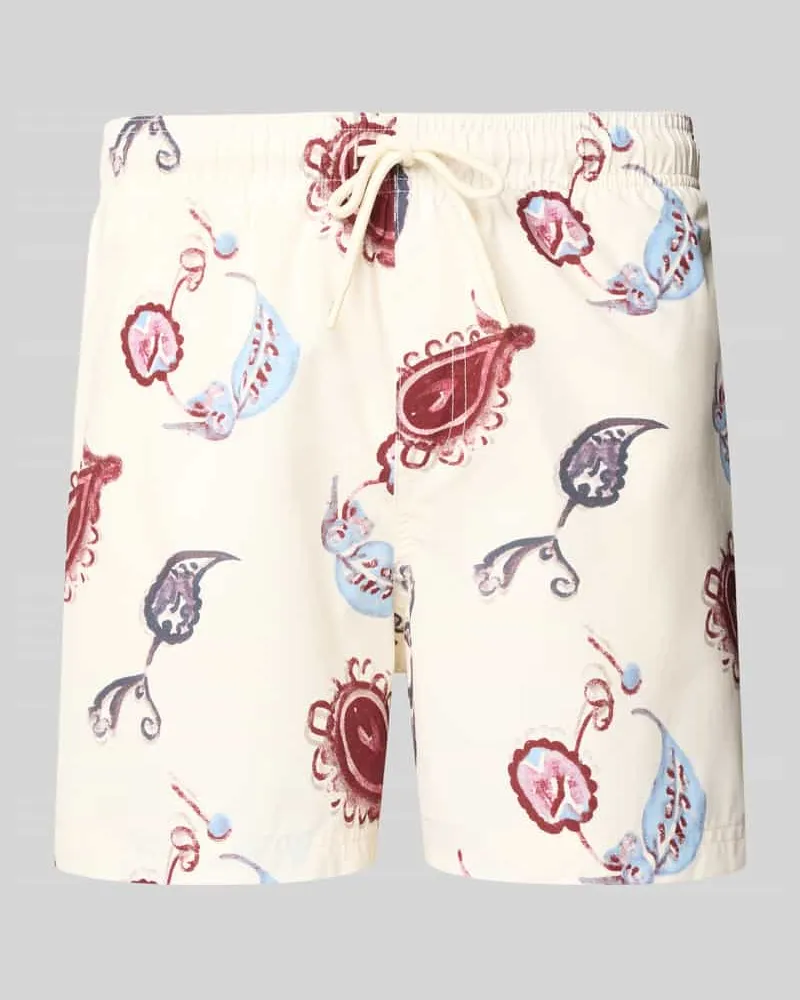Jack & Jones Regular Fit Badeshorts mit Allover-Animal-Print Modell 'Maui Offwhite