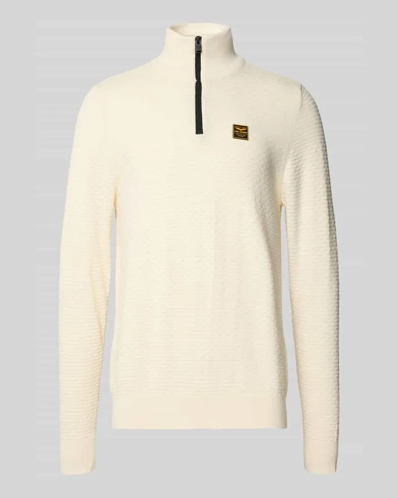 PME Legend Strickpullover mit gerippten Abschlüssen Offwhite