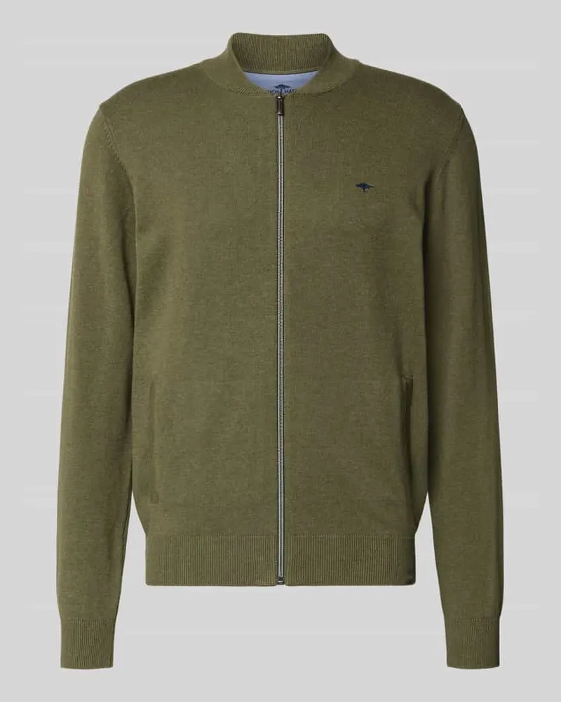 Fynch-Hatton Cardigan mit Stehkragen und Reißverschluss Oliv