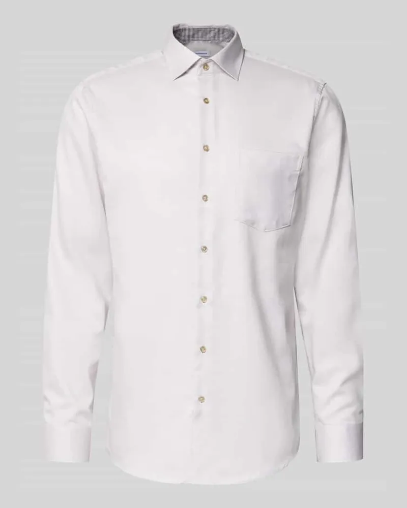 Seidensticker Regular Fit Businesshemd aus Baumwolle mit Kentkragen Sand