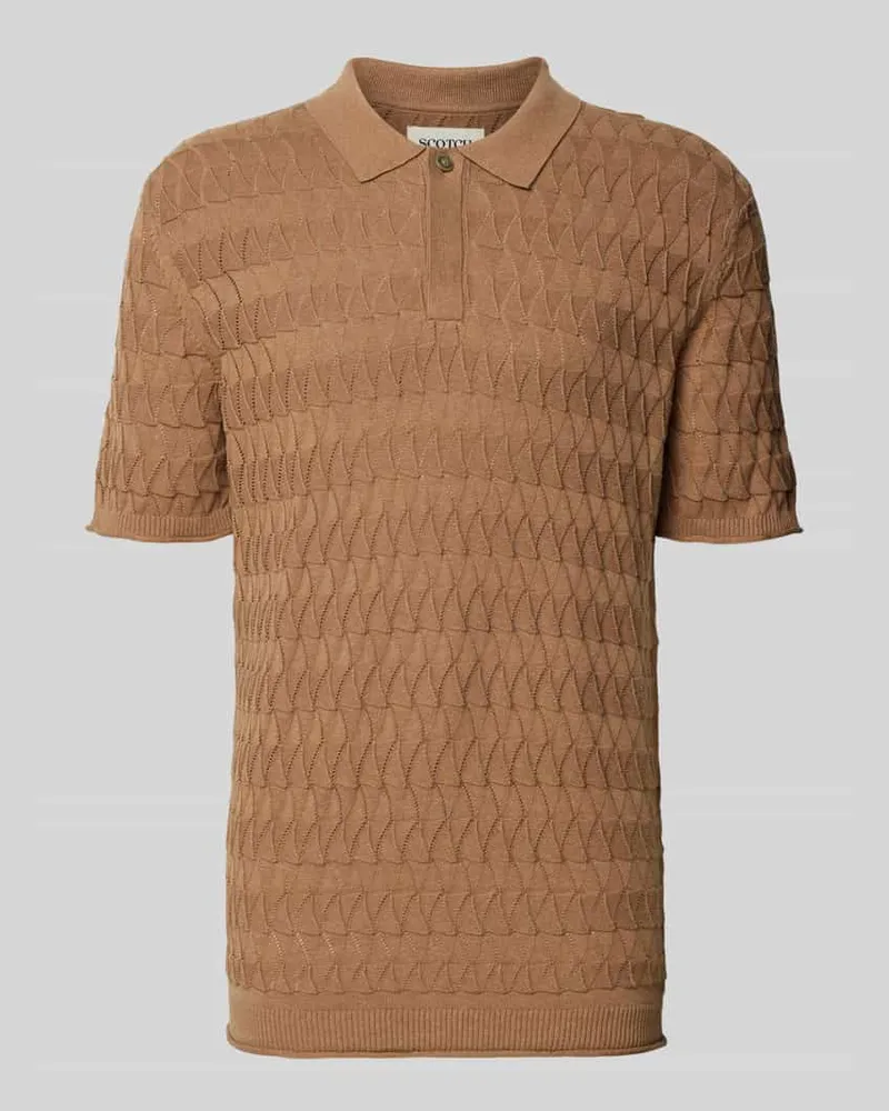 Scotch&Soda Regular Fit Poloshirt mit Strukturmuster Hellbraun