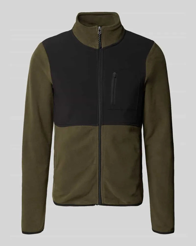 Blend Fleecejacke mit Reißverschlusstaschen Modell 'MARIO Oliv