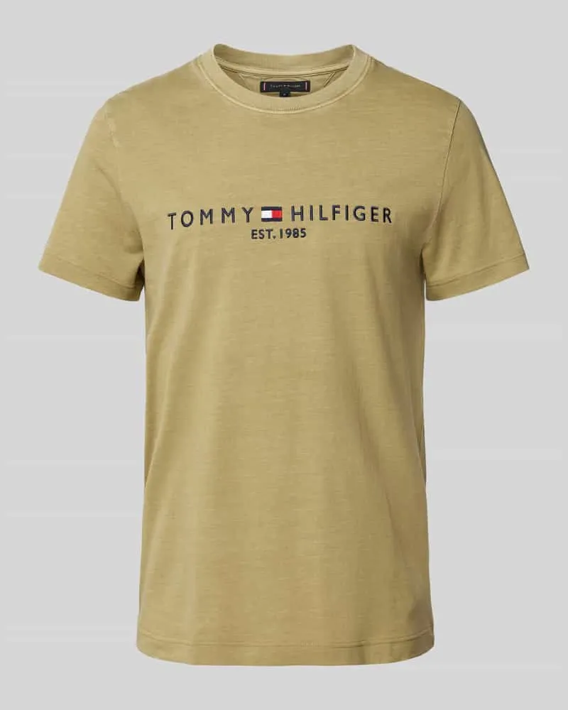 Tommy Hilfiger T-Shirt mit Label-Stitching Oliv