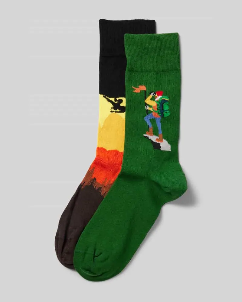 Christian Berg Socken mit Motiv-Stitching im 2er-Pack 