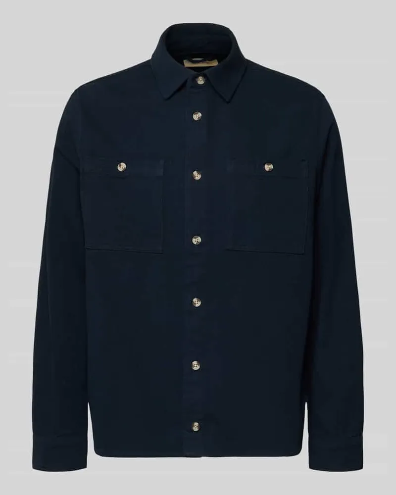 Blend Regular Fit Hemdjacke mit Brusttaschen Modell 'DENNY Marine