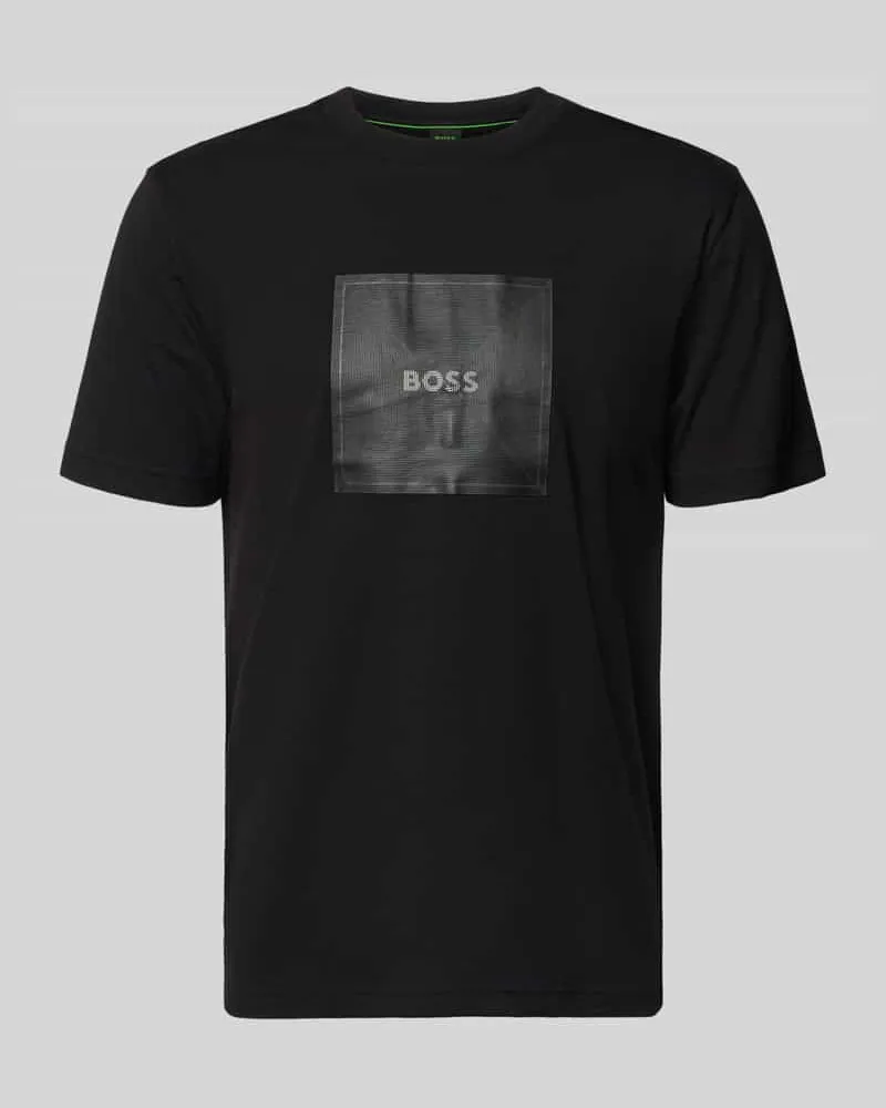 HUGO BOSS Regular Fit T-Shirt mit Logo Print Black