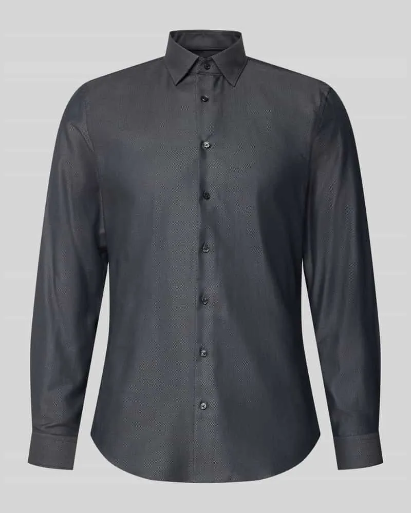 JAKE*S Slim Fit Businesshemd aus reiner Baumwolle Anthrazit