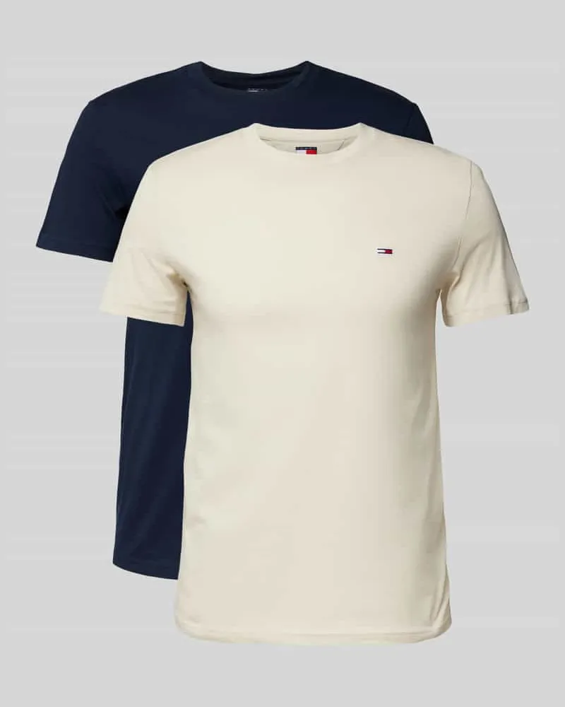 Tommy Hilfiger Slim Fit T-Shirt mit Logo-Stitching im 2er-Pack 