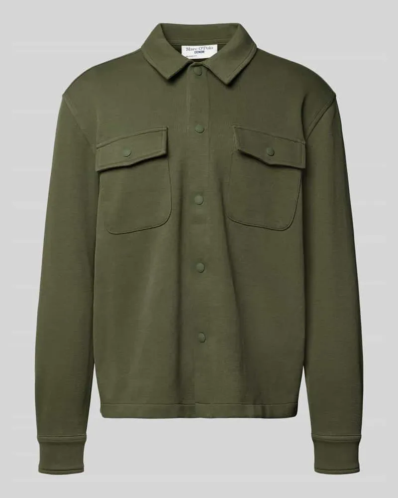 Marc O'Polo Relaxed Fit Hemdjacke aus reiner Baumwolle Khaki