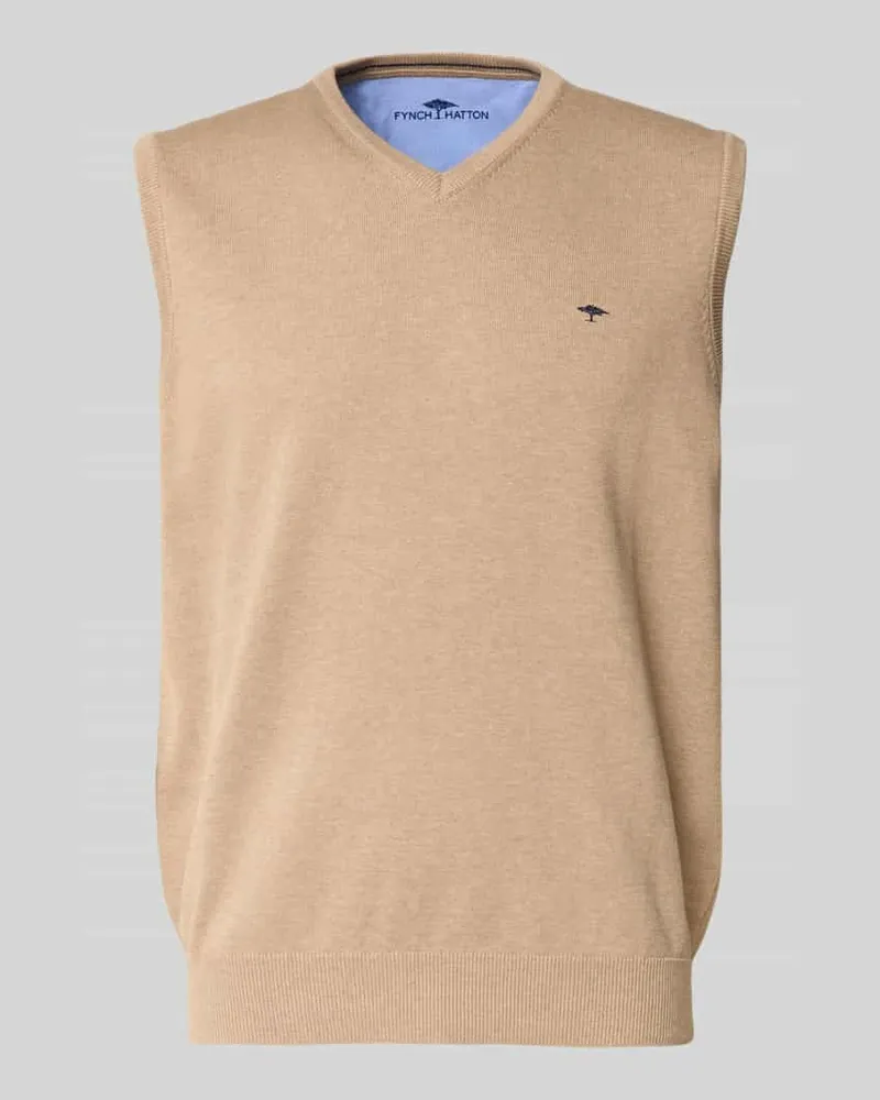 Fynch-Hatton Pullunder mit Label-Stitching Taupe