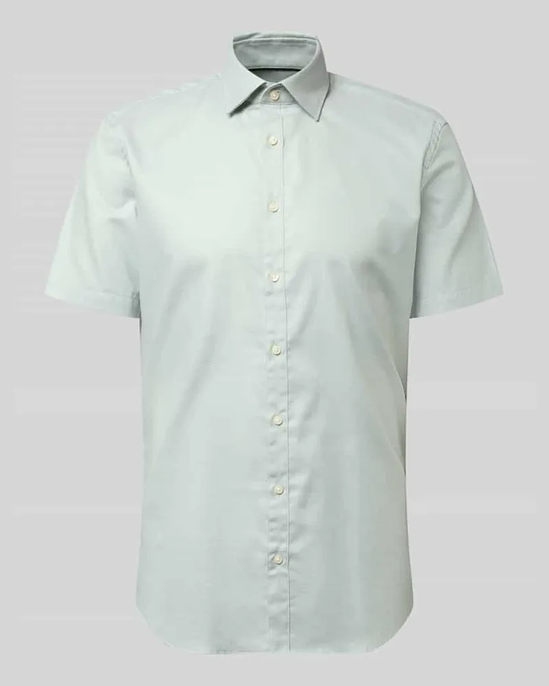 JAKE*S Slim Fit Business-Hemd aus Baumwolle mit Kentkragen Hellgruen