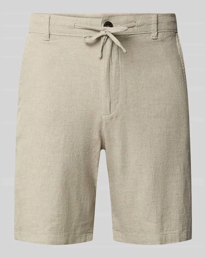 Selected Homme Slim Fit Bermudas aus Baumwoll-Leinen-Mix Modell 'BRODY Oliv