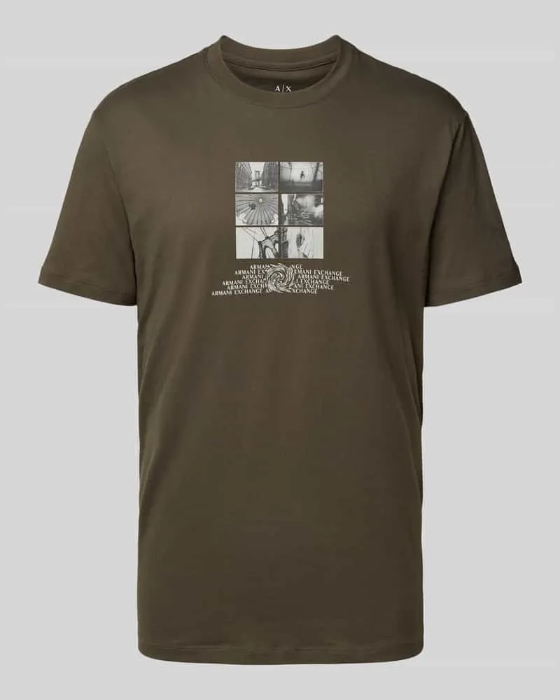 Armani Exchange Regular Fit T-Shirt aus reiner Baumwolle Dunkelgruen