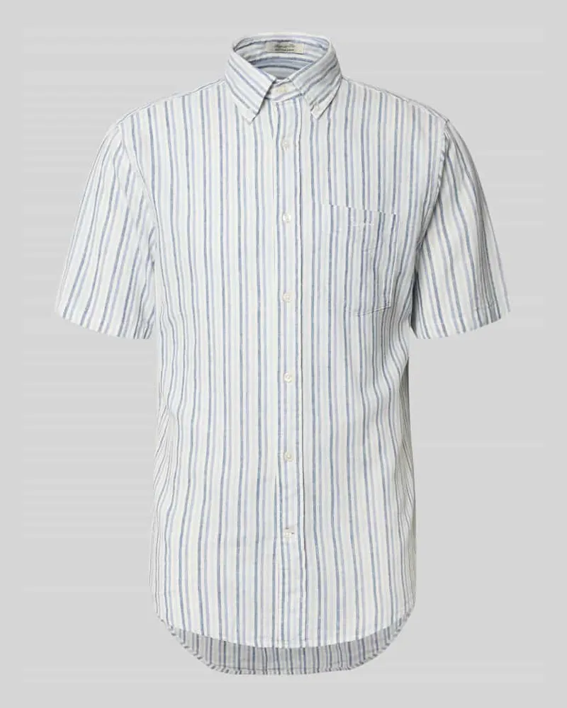 Gant Slim Fit Leinenhemd mit Brusttasche Royal