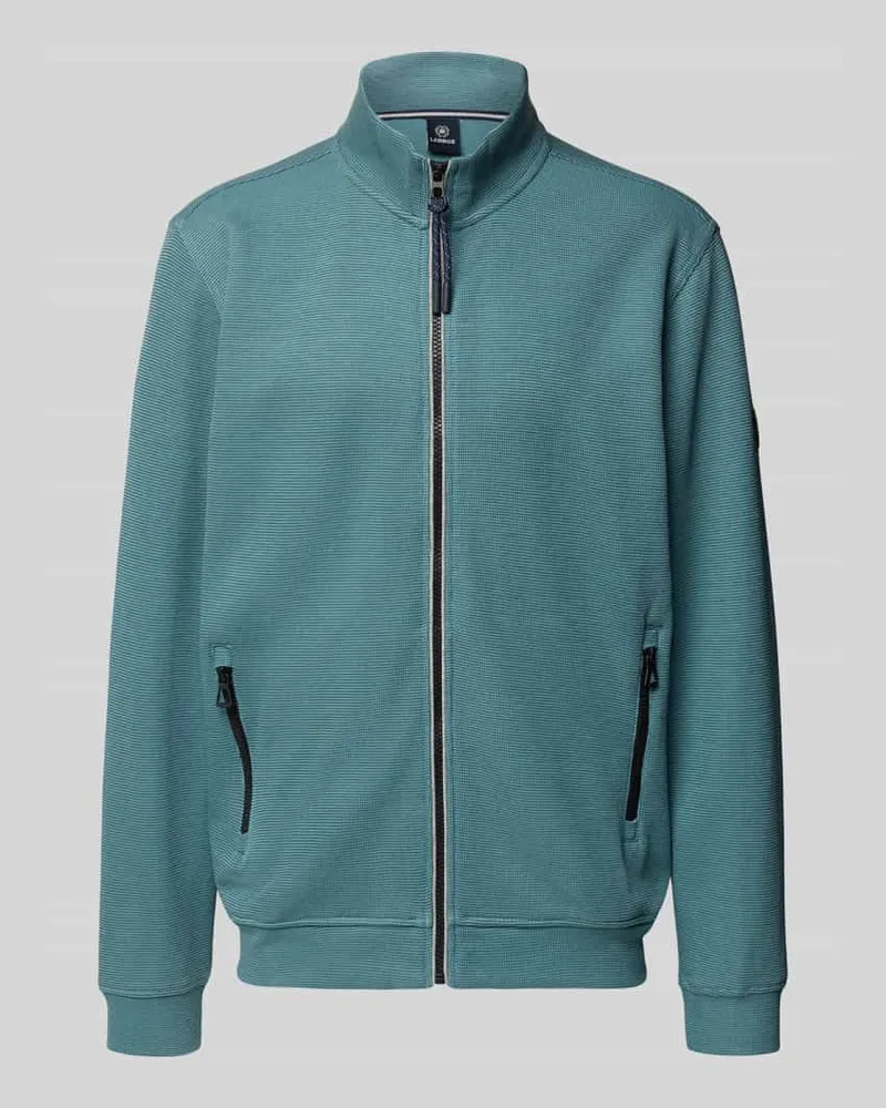 Lerros Sweatjacke mit Strukturmuster und Reißverschlusstaschen Tuerkis