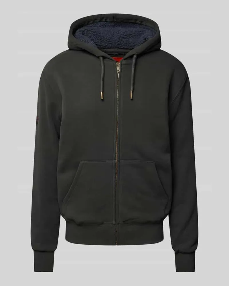 Superdry. Sweatjacke mit Label-Stitching Modell 'Borg Black