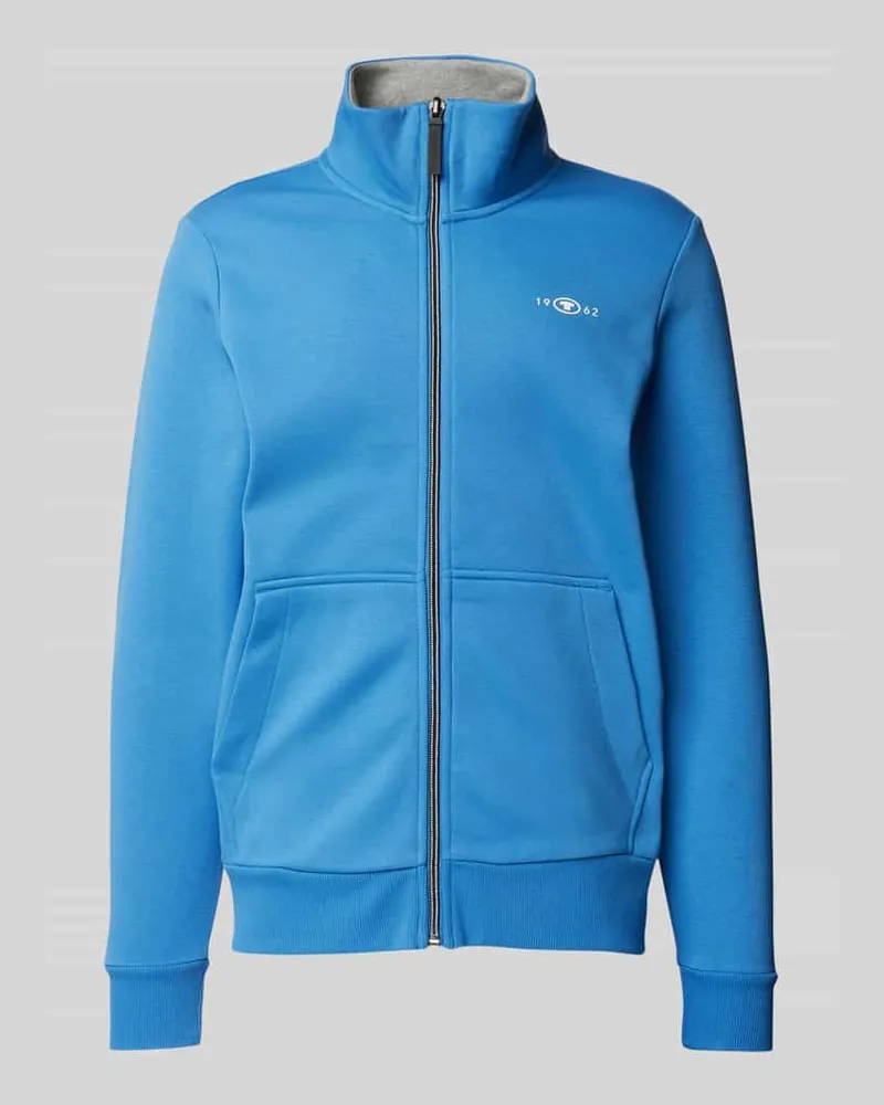 Tom Tailor Regular Fit Sweatjacke aus Baumwoll-Mix mit Stehkragen 