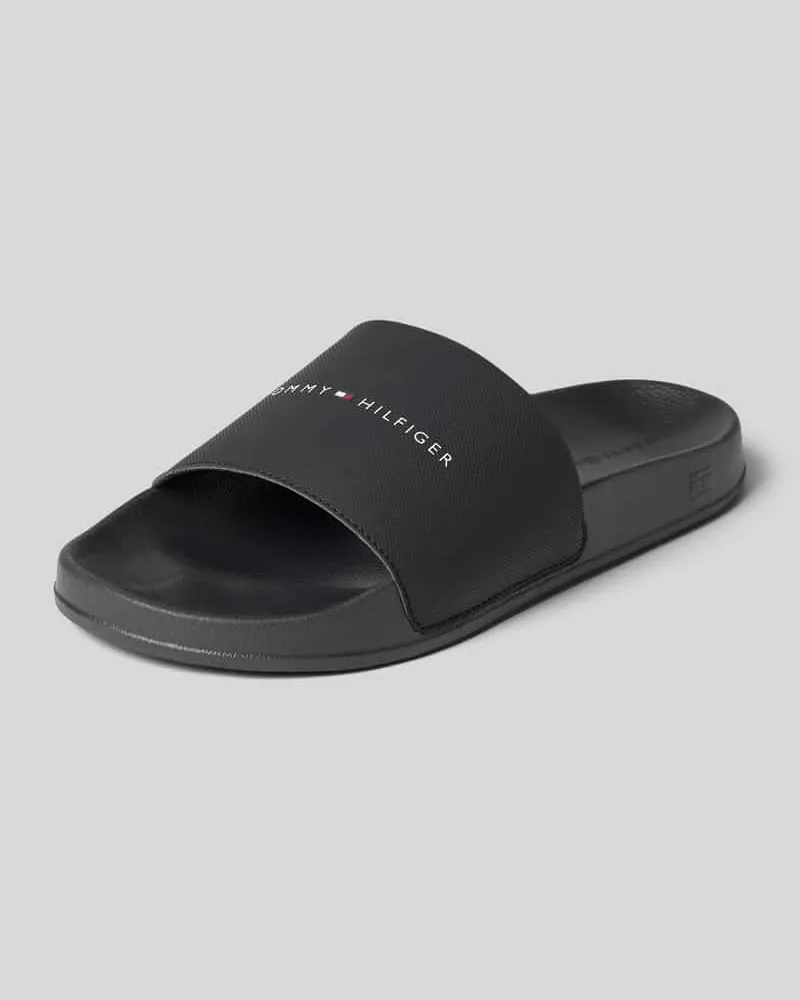 Tommy Hilfiger Badeslipper mit Label Print Black