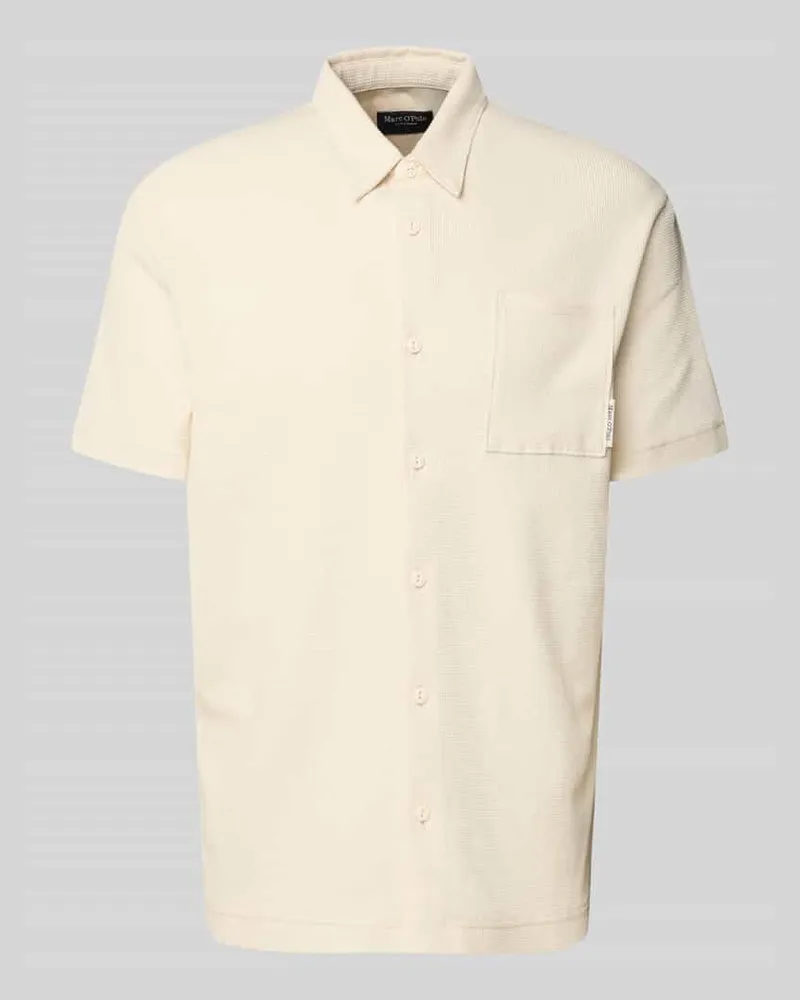 Marc O'Polo Regular Fit Poloshirt mit feiner Waffelstruktur Weiss