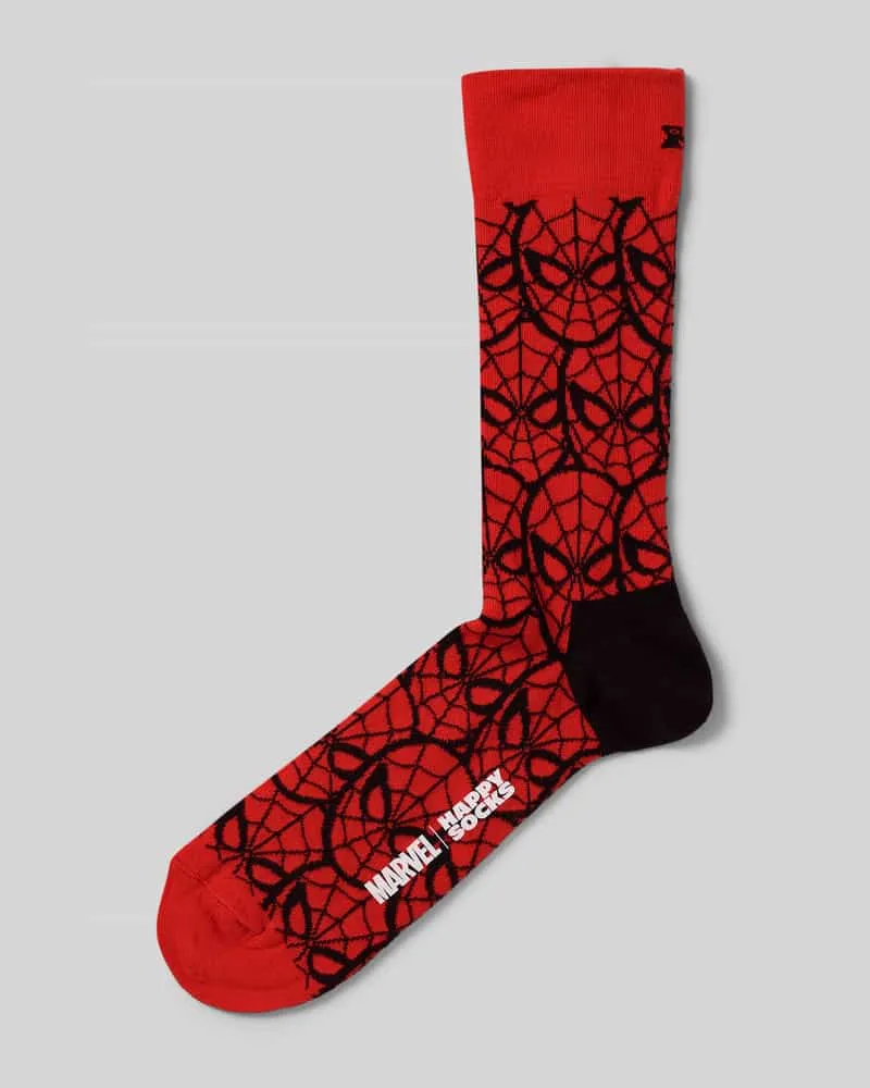 Happy Socks Regular Fit Socken mit Motiv-Stitching Modell 'Spider-Man Rot
