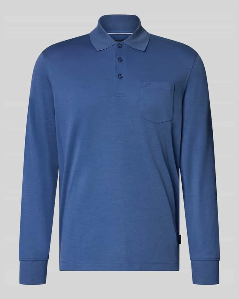 Bugatti Regular Fit Poloshirt aus Baumwoll-Mix mit Brusttasche Royal