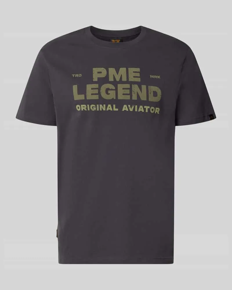 PME Legend T-Shirt mit Rundhalsausschnitt und Label-Print Anthrazit