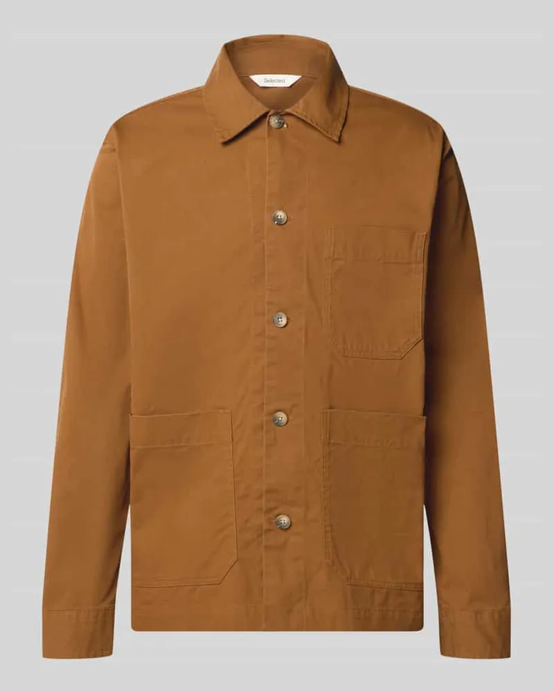 Selected Regular Fit Freizeithemd aus Baumwoll-Mix Modell 'MOTTO Camel
