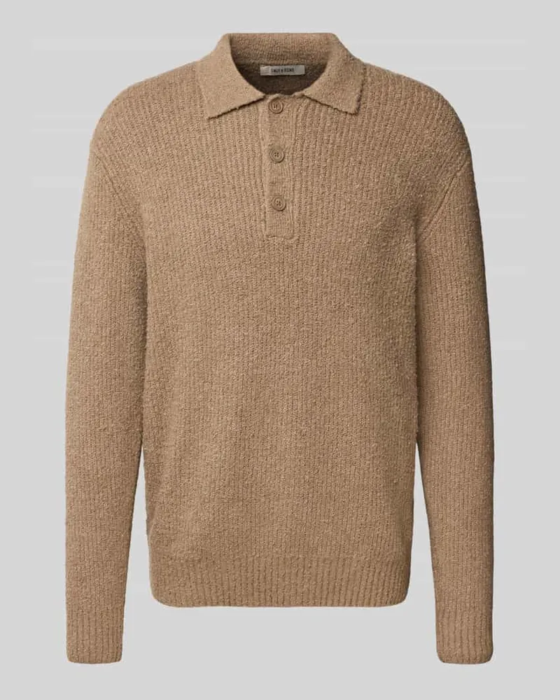 Only & Sons Relaxed Fit Strickpolo aus Baumwoll-Mix Modell 'DALE LIFE Hellbraun