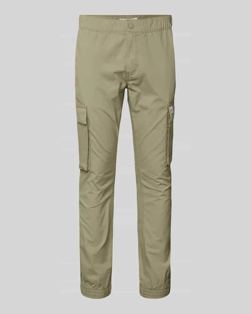 Calvin Klein Skinny Fit Cargohose mit Label-Patch Taupe