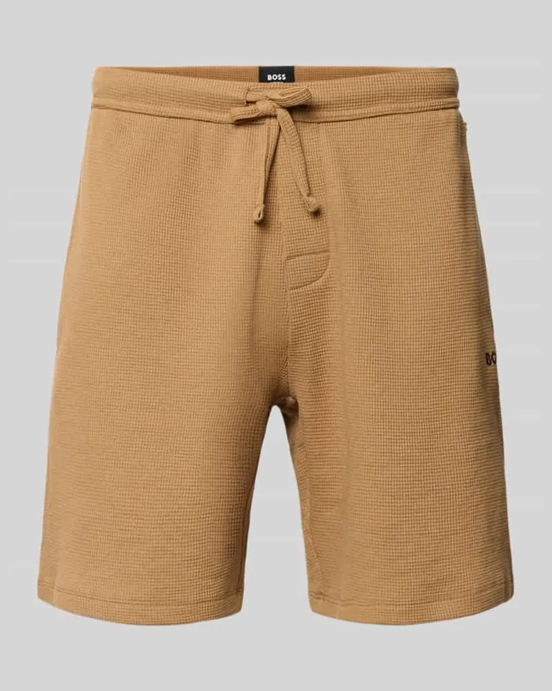 HUGO BOSS Regular Fit Sweatshorts aus Baumwoll-Mix Camel