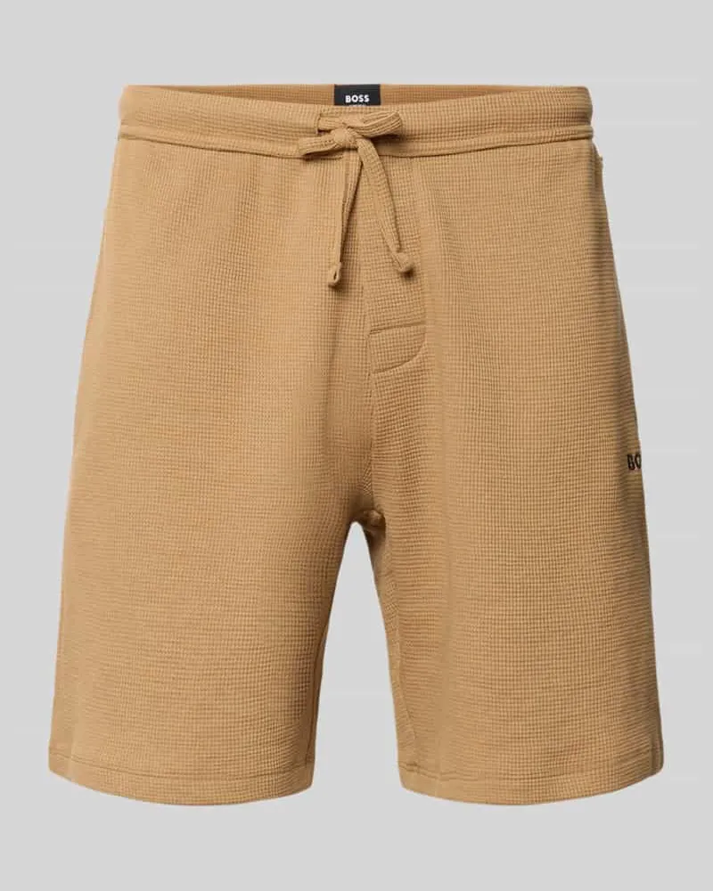 HUGO BOSS Regular Fit Sweatshorts aus Baumwoll-Mix Camel