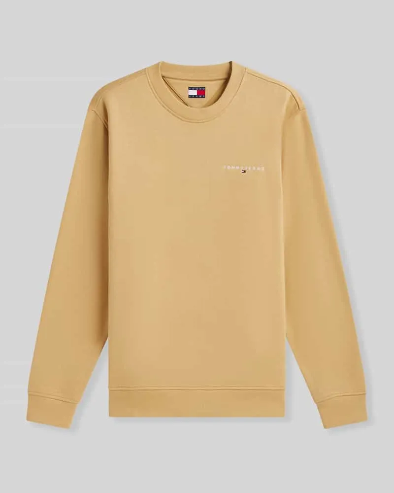 Tommy Hilfiger Regular Fit Sweatshirt mit kleinem Logo-Schriftzug Beige