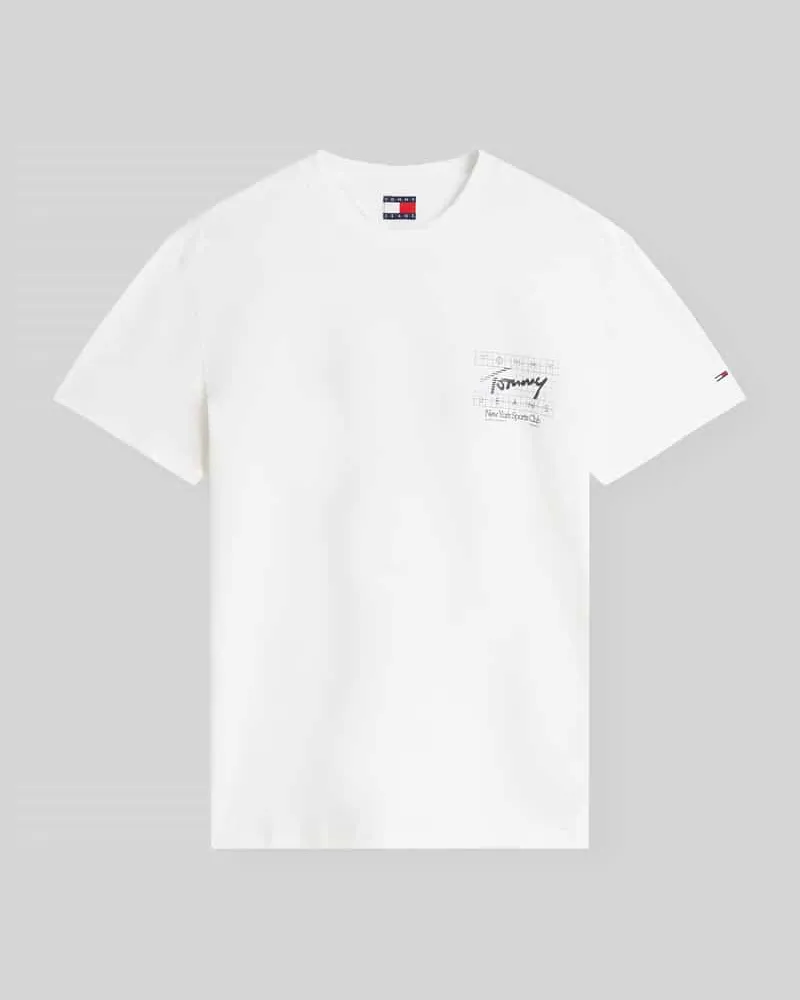 Tommy Hilfiger Regular Fit T-Shirt aus reiner Baumwolle mit Rücken-Print Weiss