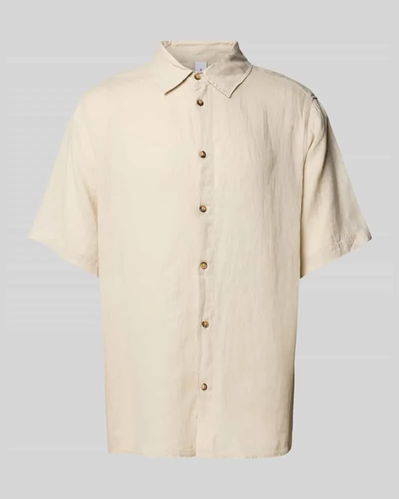 Mazine Freizeithemd aus Leinen mit Knopfleiste Offwhite