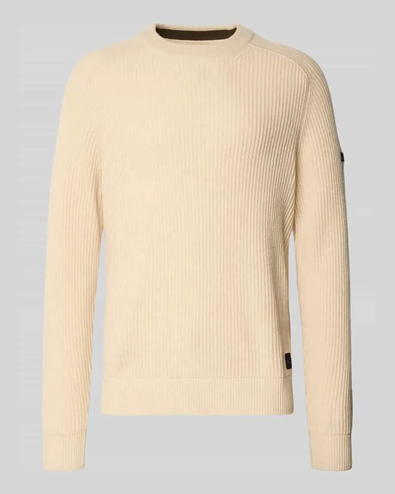 Camel Active Strickpullover aus Wolle mit Rundhalsausschnitt Offwhite