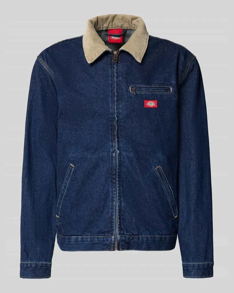 Dickies Jeansjacke mit Label-Detail und Reißverschluss Jeansblau