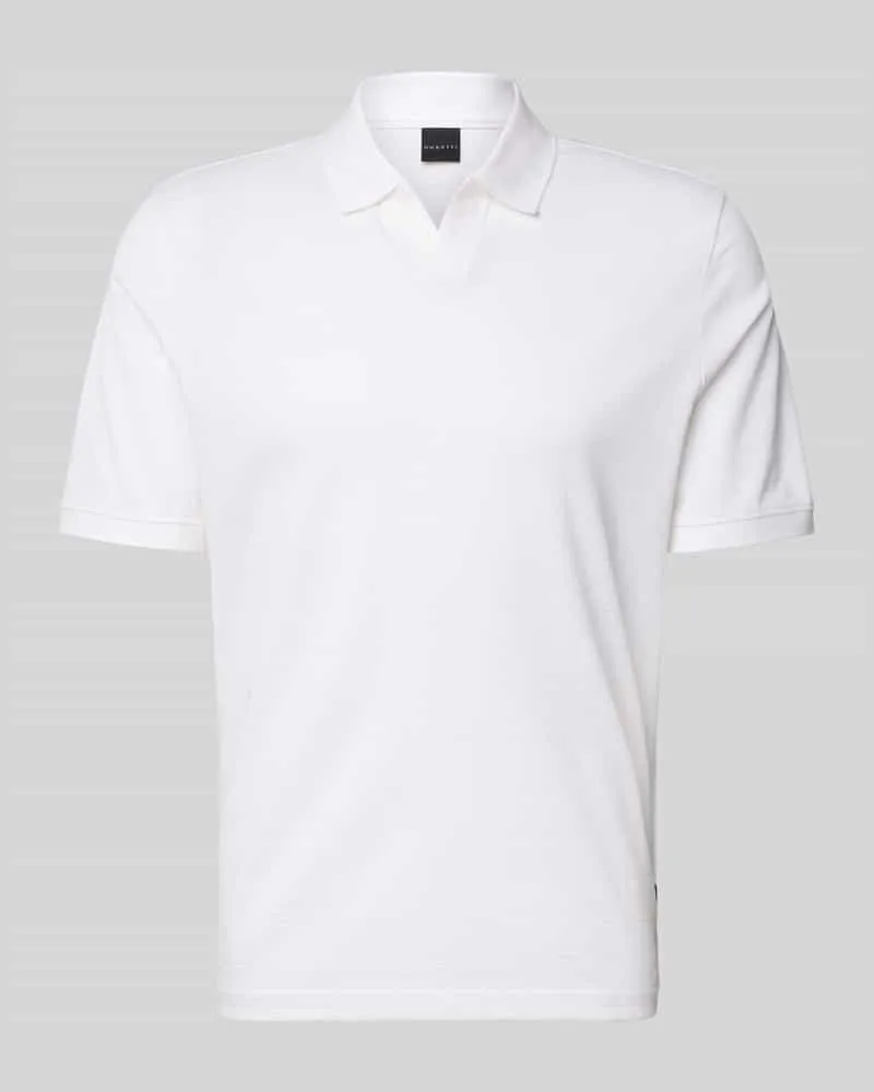 Bugatti Regular Fit Poloshirt mit Strukturmuster Weiss