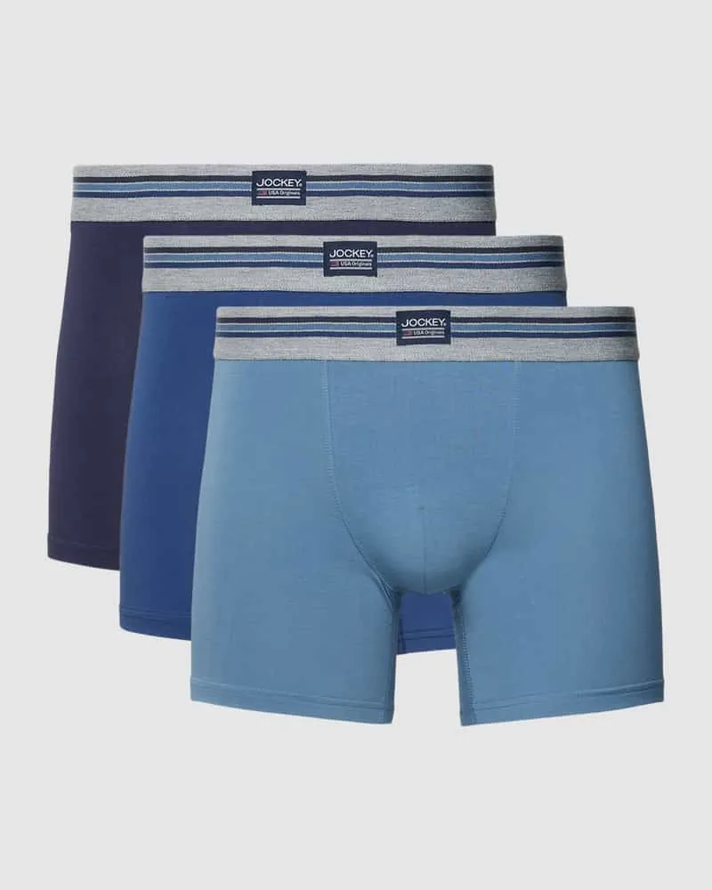 Jockey Trunks mit Label-Patch im 3er-Pack Blau