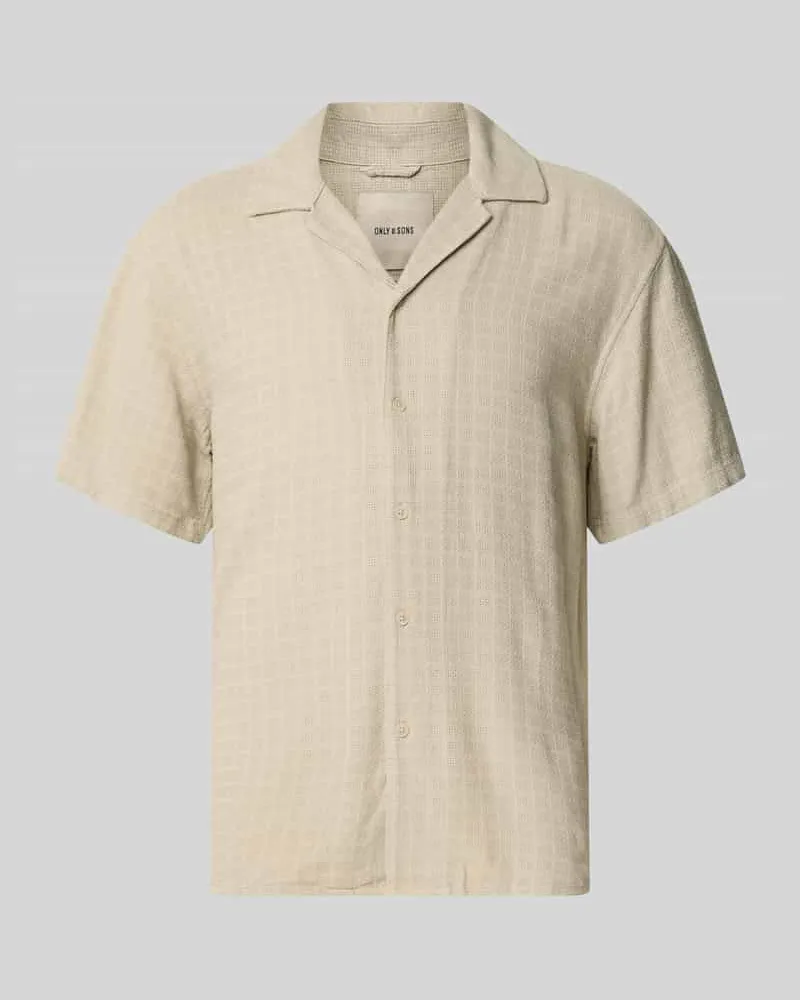 Only & Sons Regular Fit Freizeithemd aus Viskose-Leinen-Mix Modell 'LATHAM Beige