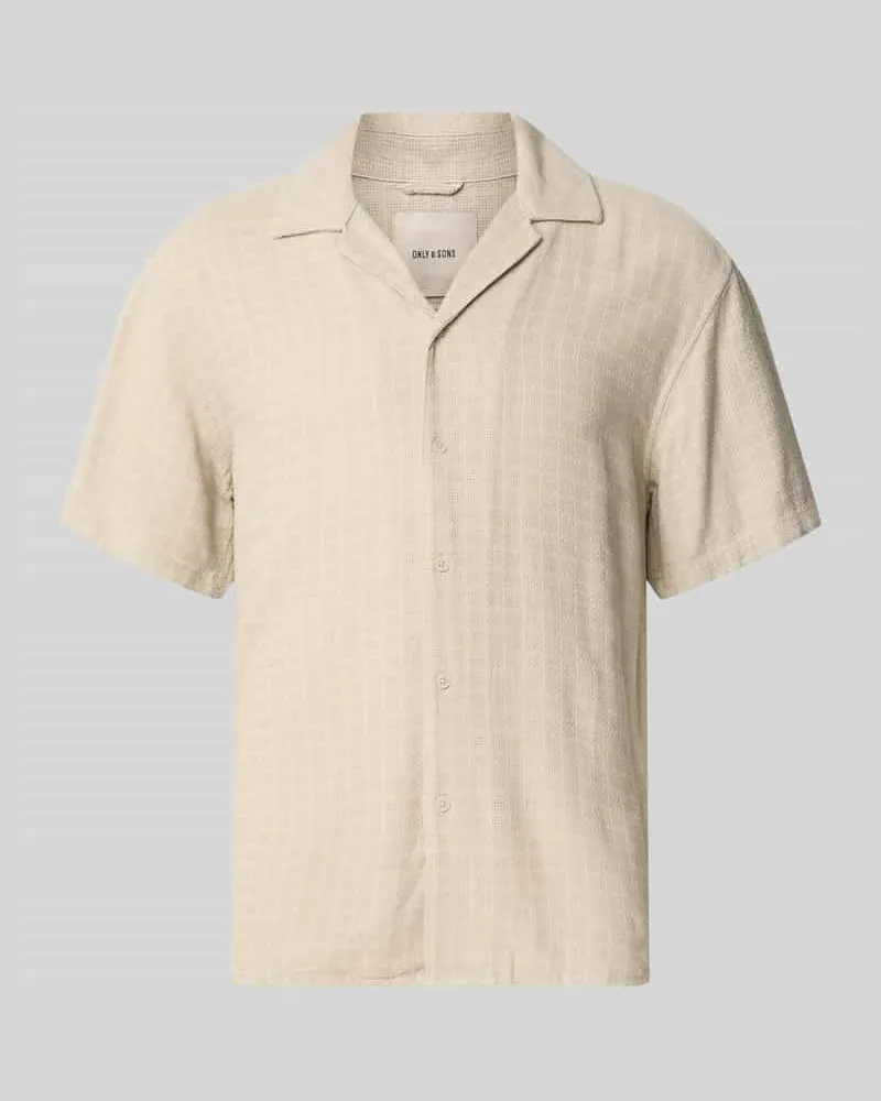 Only & Sons Regular Fit Freizeithemd aus Viskose-Leinen-Mix Modell 'LATHAM Beige