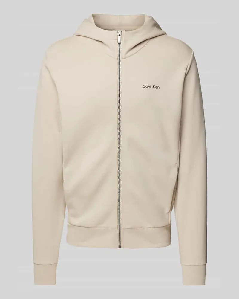 Calvin Klein Sweatjacke aus Viskose mit Label-Print 