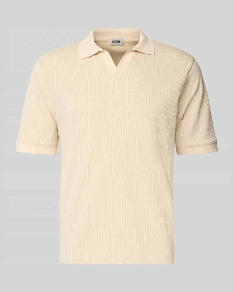 Drykorn Regular Fit Poloshirt mit V-Ausschnitt Modell 'ACAYO Beige