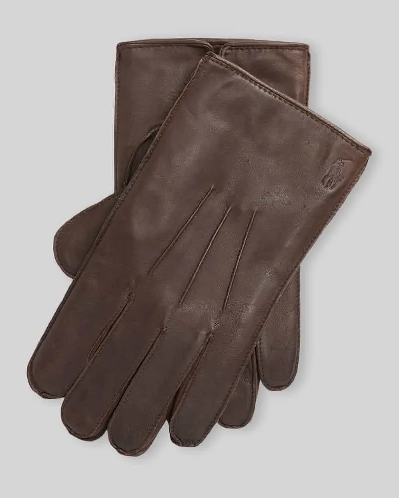 Ralph Lauren Handschuhe aus Schafsnappa mit Logo-Prägung Dunkelbraun